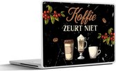 Sticker pour ordinateur portable - 10,1 pouces - Café - Tasse à café - Zwart - Cadeau pour femme - Cadeau pour homme