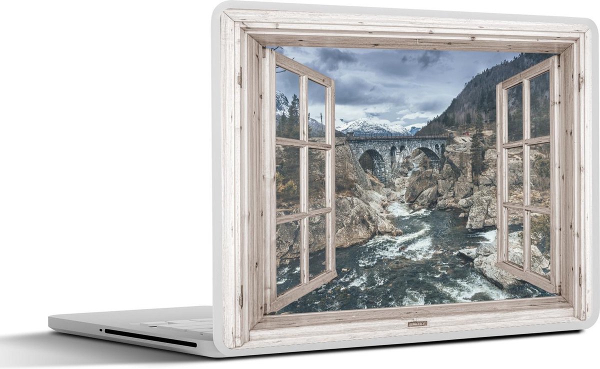 Laptop sticker - 15.6 inch - Doorkijk - Brug - Water - 36x27,5cm - Laptopstickers - Laptop skin - Cover