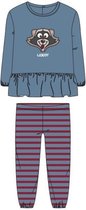 Woody pyjama meisjes/dames - blauw - wasbeer - 212-1-WPG-V/858 - maat 164