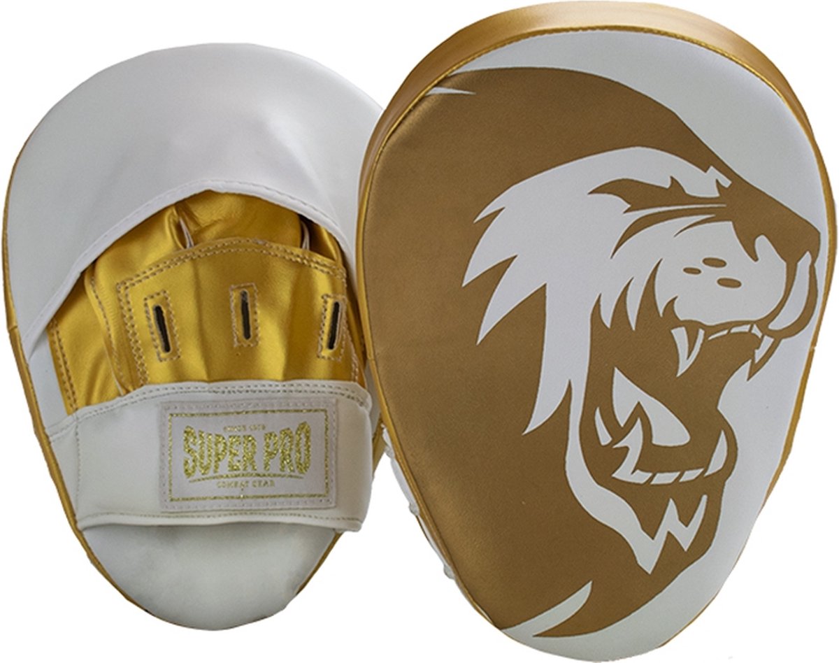 Super Pro Combat Gear Handpads Curved PU Wit/Goud