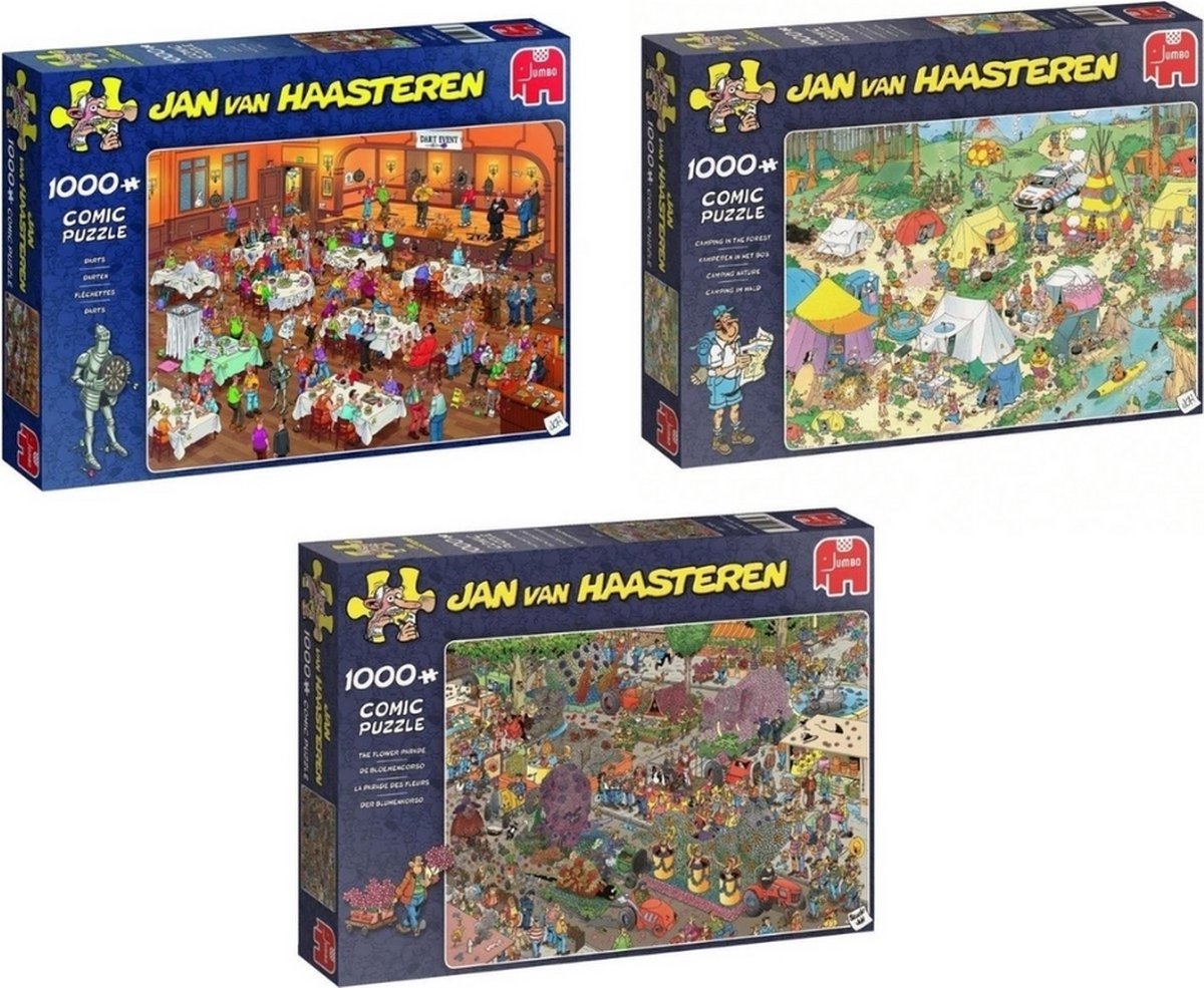 Jan van Haasteren - 3 stuks - Darts 1000 Stukjes & Kamperen in het Bos