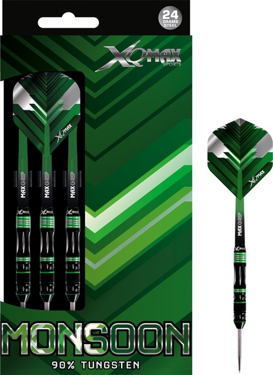 XQMax - Monsoon - darts - 22 gram - dartpijlen - 90% tungsten - steeltip van XQMax — afbeelding 4