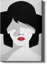 Walljar - Red Lips - Muurdecoratie - Canvas schilderij