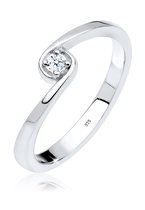 Elli PREMIUM Dames Ring Dames Solitaire Verloving met Diamant (0.03 ct.) in 925 Sterling Zilver