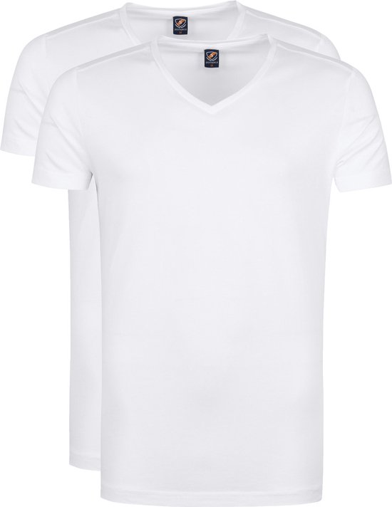 Suitable - Vitasu T-Shirt V-Hals Wit 2-Pack - Heren - Maat XXL - Slim-fit