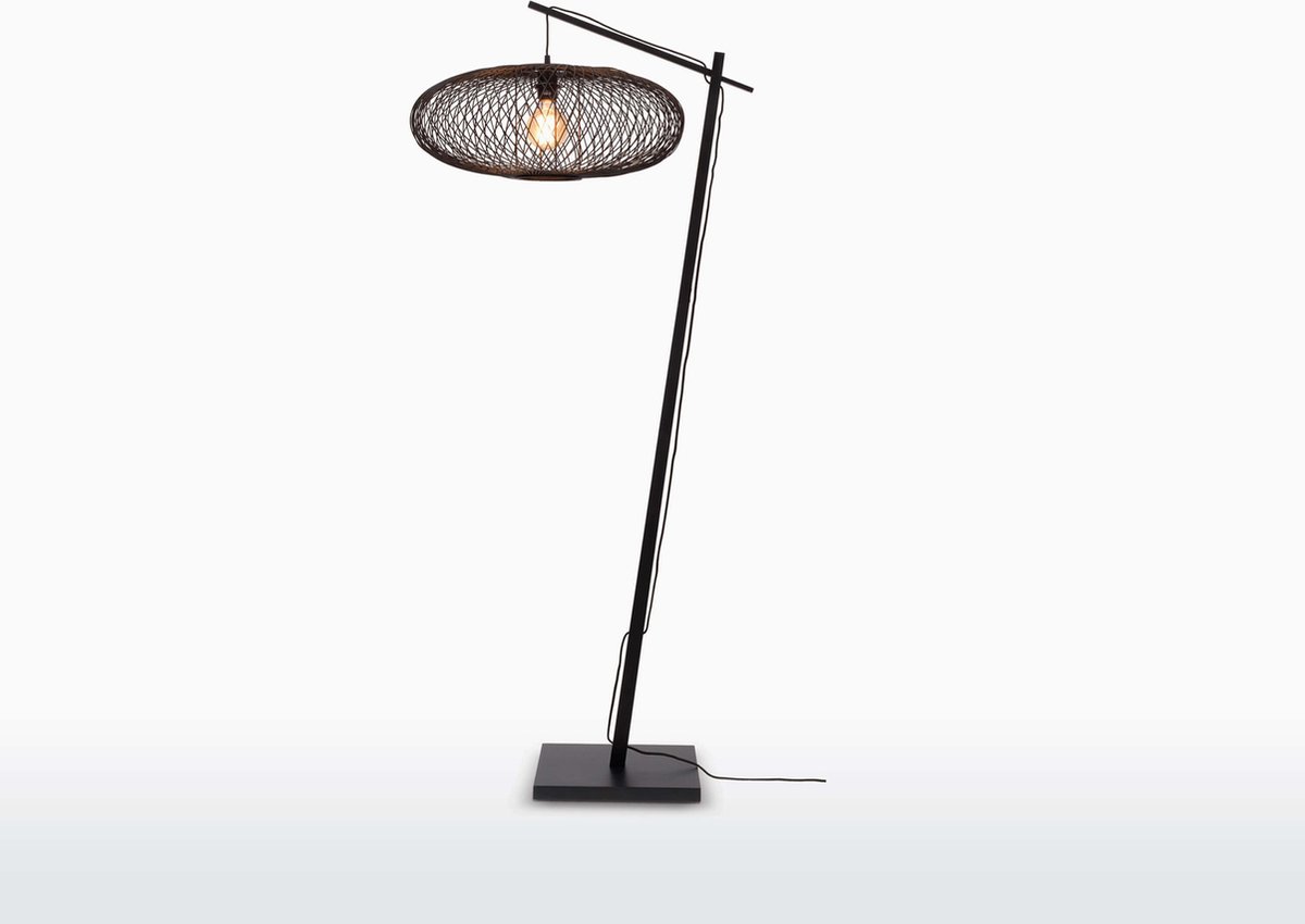 GOOD&MOJO Vloerlamp Cango - Bamboe Zwart/Zwart - 80x60x176cm - Scandinavisch,Bohemian - Staande lamp voor Woonkamer - Slaapkamer