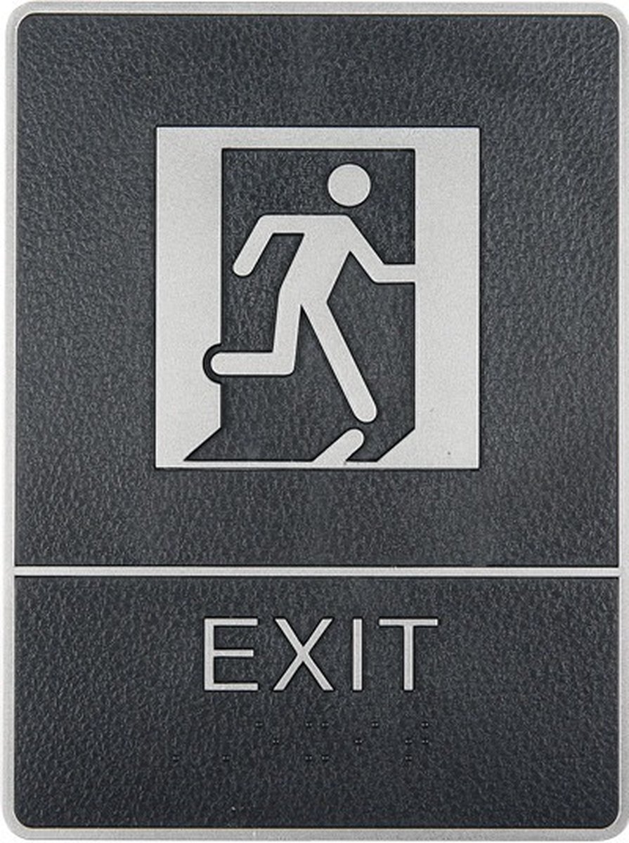 Pictogram infobord met braille - 15cm x 20cm - Zelfklevend - type: Exit