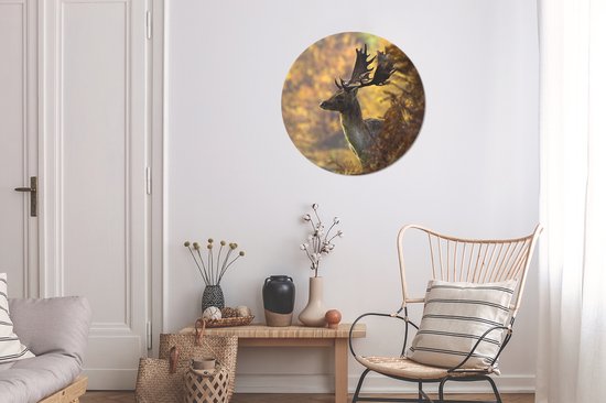 Cercle Mural - Cercle Mural Intérieur - Cerf - Bois - Automne - ⌀ 60 cm - Décoration murale - Peintures Ronds