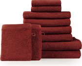 Blumtal Terry Handdoeken Set - 2 x Baddoek & 4 x Handdoek & 2 x Gasten Handdoekje & 2 x Washandje: Aurora Rood