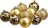 Luxe kerstballen - Goud - Panter print - Set van 10 - Kerst - Kerstboom versiering - Kerst