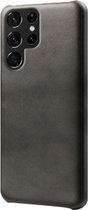 Samsung Galaxy S22 Ultra Hoesje Back Cover met Kunstleer Coating Zwart