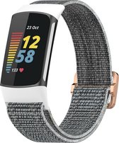 Bandje Voor Fitbit Charge 5 - Nylon Band - Zeeschelp (Wit) - One Size - Horlogebandje, Armband