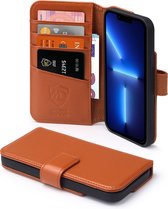 iPhone 13 Pro Hoesje - Luxe MobyDefend Wallet Bookcase - Lichtbruin - GSM Hoesje - Telefoonhoesje Geschikt Voor Apple iPhone 13 Pro