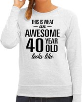 Awesome 40 year - geweldige 40 jaar cadeau sweater grijs dames -  Verjaardag cadeau trui M