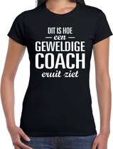 Dit is hoe een geweldige coach eruit ziet cadeau t-shirt zwart - dames - beroepen / cadeau shirt XL