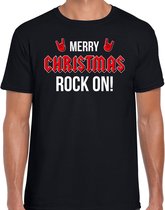 Merry Christmas rock on Kerst t-shirt - zwart - heren - Kerstkleding / Kerst outfit M