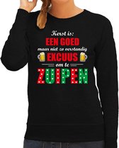 Kerst goed excuus om te zuipen foute Kersttrui - zwart - dames - Kerstsweaters / Kerst outfit L