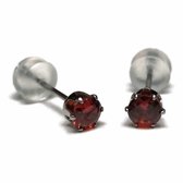 Aramat jewels ® - Zirkonia zweerknopjes rond 4mm oorbellen rood chirurgisch staal