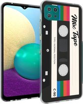 iMoshion Hoesje Geschikt voor Samsung Galaxy A22 (5G) Hoesje Siliconen - iMoshion Design hoesje - Zwart / Transparant / Cassette Tape
