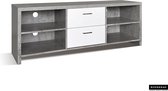 Rousseau- TV Meubel Tv-meubel Dixy met 2 lades - 150cm - Wit; Grijs; Betonlook