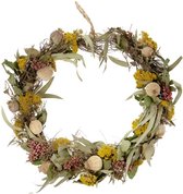 Woondecoratie - gedroogde bloemring ø55cm in lade - natural - 55