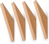 Set van 4 kledinghaken (beukenhout, driehoeken)