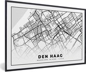 Fotolijst incl. Poster - Kaart - Den Haag - Nederland - 60x40 cm - Posterlijst