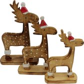 Kerstdecoratie - Kerst, rendieren - Hout - Bruin - 21x13x5cm - Indonesie - Sarana - Fairtrade
