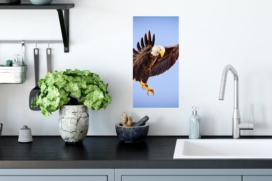 Poster Un pygargue à tête blanche américain dans un ciel bleu - 20x40 cm