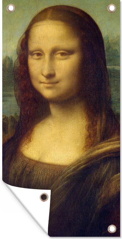 Tuinposter Mona Lisa - Leonardo da Vinci - 40x80 cm - Wanddecoratie Buiten - Tuinposter - Tuindoek - Schuttingposter - Tuinschilderij