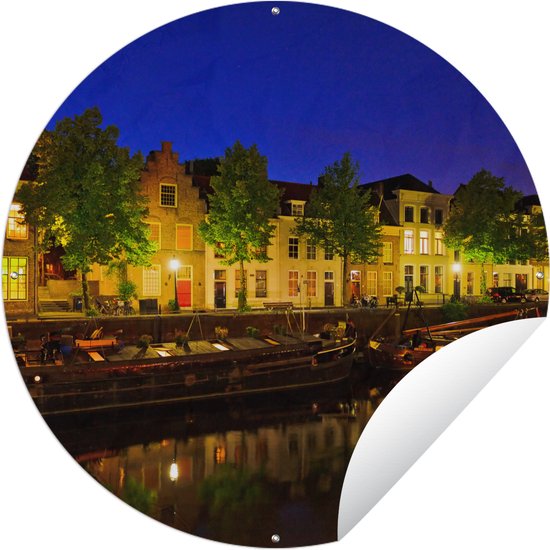 Tuincirkel Nederlandse huizen langs de grachten in Den Bosch - Tuinposter