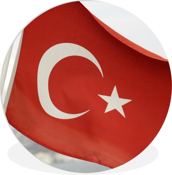 WallCircle - Cercle mural ⌀ 60 - Le drapeau de la Turquie flotte au vent - Tableaux ronds salon - Assiette murale ronde - Décoration murale cercle - Décoration chambre intérieur - Décoration murale cercle mural - Accessoires de maison