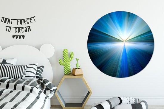 Cercle mural - Cercle mural - Image abstraite avec une lueur bleue - Aluminium - ⌀ 120 cm - Intérieur et extérieur XXL