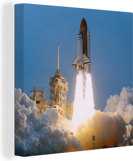 Canvas Schilderij Een lancering van de Space Shuttle - 90x90 cm - Wanddecoratie