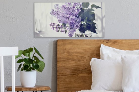 Tableau sur toile Lilas dans un vase - 40x20 cm - Décoration murale