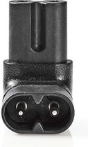 Voedingsconnector  |  IEC-320-C7 female - IEC320-C8 male haaks omhoog/omlaag  |  Zwart