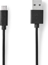 Nedis USB-Kabel - USB 2.0 - USB-A Male - USB Micro-B Male - 9 W - 480 Mbps - Vernikkeld - 5.00 m - Rond - PVC - Zwart - Polybag