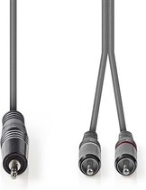 Nedis Stereo-Audiokabel - 3,5 mm Male - 2x RCA Male - Vernikkeld - 5.00 m - Rond - Donkergrijs - Kartonnen Sleeve