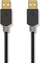 USB-Kabel | USB 2.0 | USB-A Male | USB-A Male | 480 Mbps | Verguld | 2.00 m | Rond | PVC | Antraciet | Window Box