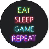 Gaming Muismat - Mousepad - 40x40 cm - Gaming - Led - Quote - Eat sleep game repeat - Gamen - Geschikt voor Gaming Muis en Gaming PC set - Schoolspullen tieners