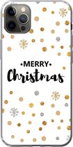 Geschikt voor iPhone 13 Pro Max hoesje - Merry Christmas - Kerst - Goud - Quotes - Spreuken - Siliconen Telefoonhoesje