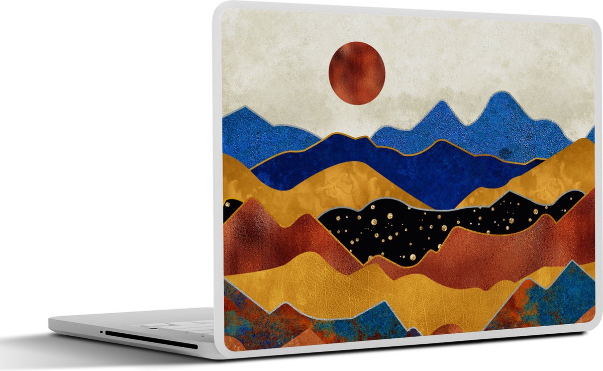 Laptop sticker - 11.6 inch - Goud - Blauw - Marmer print - 30x21cm - Laptopstickers - Laptop skin - Cover