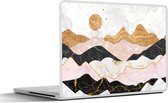 Laptop sticker - 14 inch - Marmer - Goud - Pastel - 32x5x23x5cm - Laptopstickers - Laptop skin - Cover
