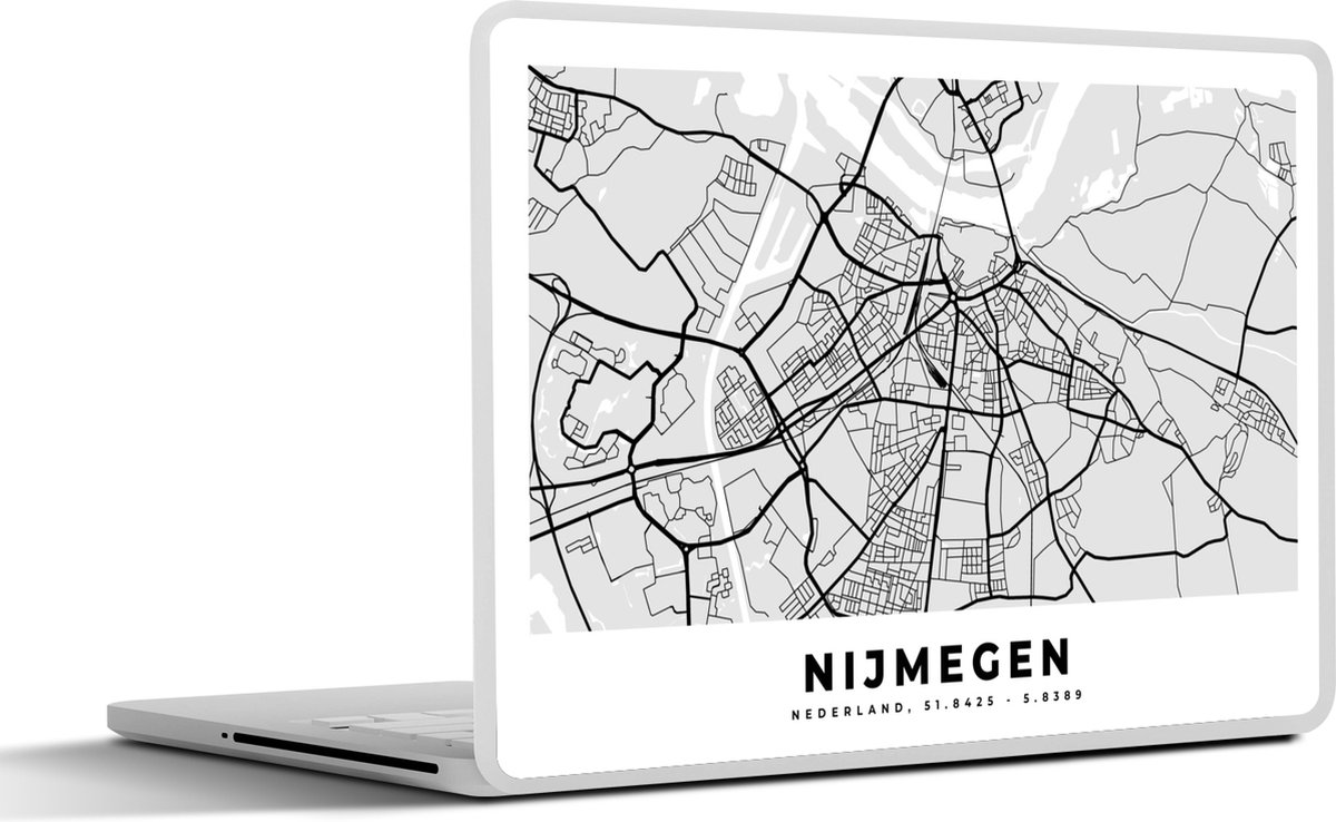Laptop sticker - 10.1 inch - Kaart - Nijmegen - Nederland - 25x18cm - Laptopstickers - Laptop skin - Cover