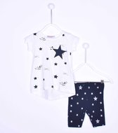 alisé Katoenen baby t-shirt en broekje set star dessin 86 Donker blauw