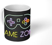 Mok - Koffiemok - Controller - Game - Neon - Zwart - Quotes - Game zone - Mokken - 350 ML - Beker - Koffiemokken - Theemok