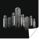 Une illustration noir et blanc d'un poster Skyline 100x100 cm - Tirage photo sur Poster (décoration murale salon / chambre)