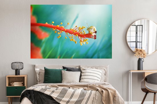 Escargot sur papier plant poster 180x120 cm - impression photo sur l' affiche (décoration murale salon / chambre à coucher) / Overig Poster XXL / Groot format!