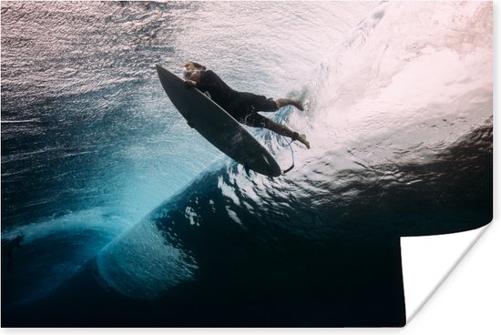 Poster Surfer duikt - 30x20 cm