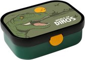 broodtrommel Dino 18,8 x 13,2 cm ABS groen/zwart